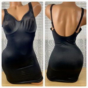 Flexees Comfort Shapewear Shiny Silky 3761 Firm Smooth Shaping‎ Slip Black 36B